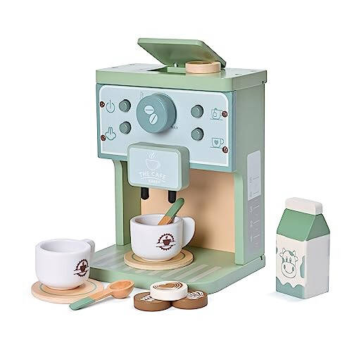 MONT PLEASANT Детские деревянные игрушки для малышей, имитация игры в кухню, аксессуары, зеленая кофеварка, эспрессо-машина, игровой набор, Монтессори-кухня, игрушка для девочек и мальчиков - 22