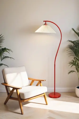 Montana Single Leg Metal Floor Lamp-Red - 1