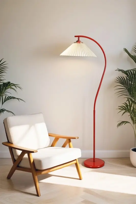 Montana Single Leg Metal Floor Lamp-Red - VINNER