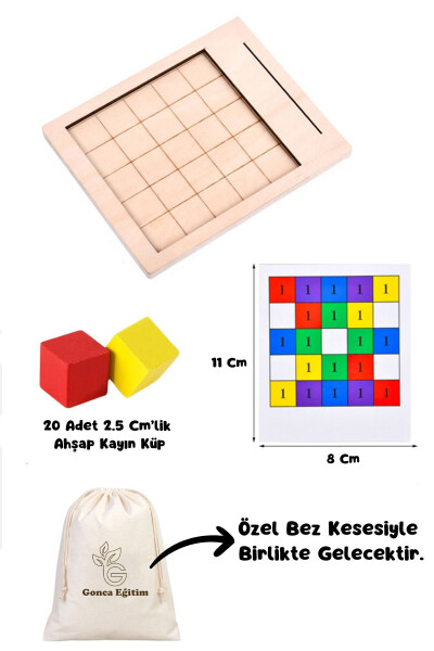 Montessori 3 Boyutlu Zeka Geliştrici Küp Dizme Ahşap Eğitici Oyuncak-Renkli Küp Ahşap Puzzle Bloklar - 5