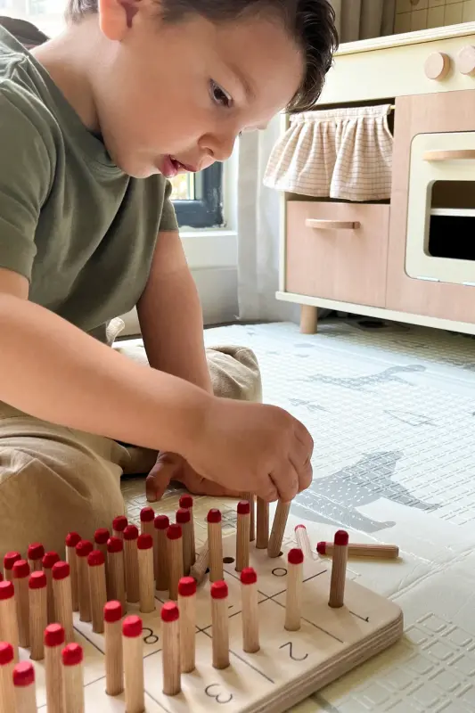 Montessori Çubuklar Ile Sayı Öğrenme Oyuncağı, Sayma Becerisi Kazandırma Eğitici Ahşap Materyali - huş - 2