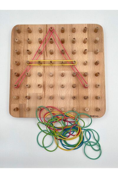 Montessori Educational Wooden Toy - Geoboard / Rubber Band Kids Toy - 7