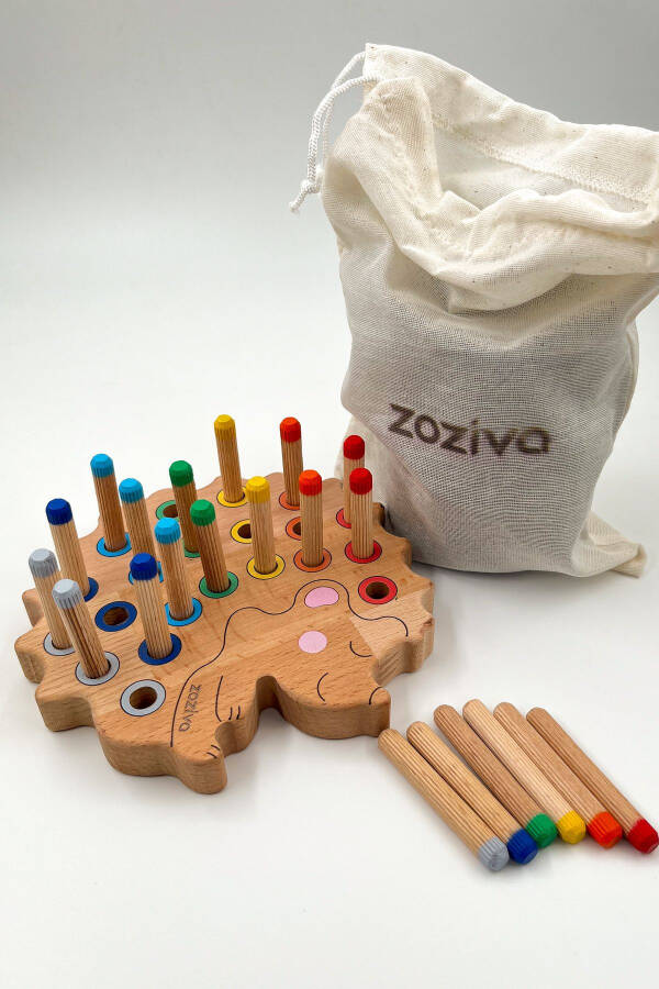 Montessori Educational Wooden Toy - Stackable Colorful Wooden Baby Hedgehog Toy - 3