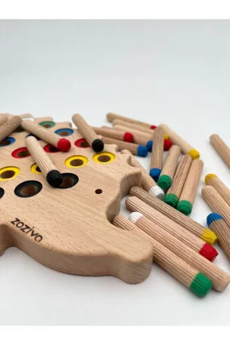 Montessori Educational Wooden Toy – Stacking Colorful Wooden Hedgehog Toy - 5