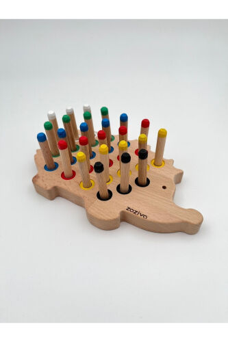 Montessori Educational Wooden Toy – Stacking Colorful Wooden Hedgehog Toy - 3