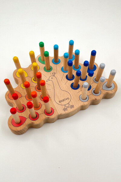 Montessori Educational Wooden Toy - Stacking Colorful Wooden Peacock Toy - 4