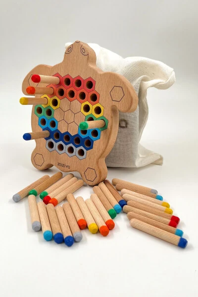 Montessori Educational Wooden Toy - Take Apart Colorful Wooden Turtle Toy - Modazone