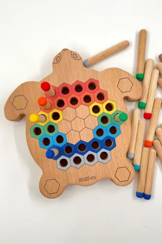 Montessori Educational Wooden Toy - Take Apart Colorful Wooden Turtle Toy - 5
