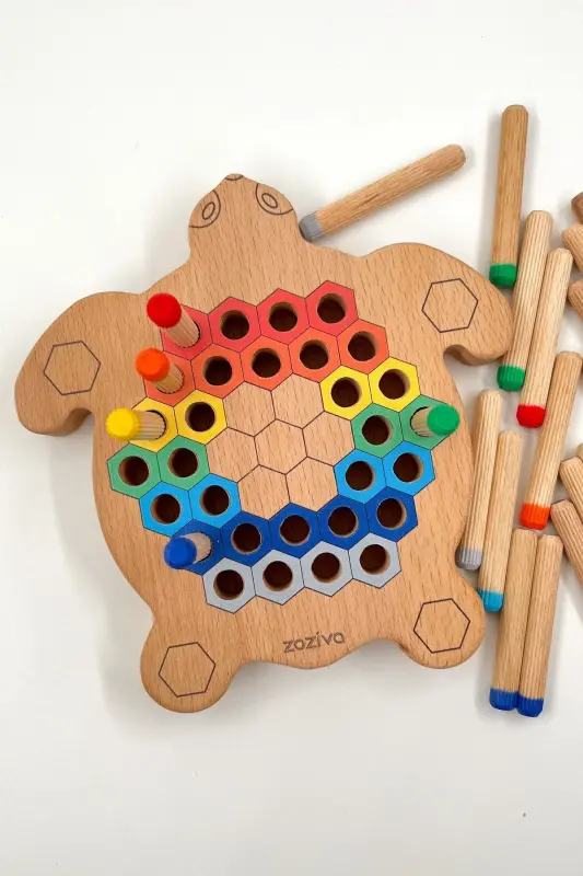Montessori Educational Wooden Toy - Take Apart Colorful Wooden Turtle Toy - 5
