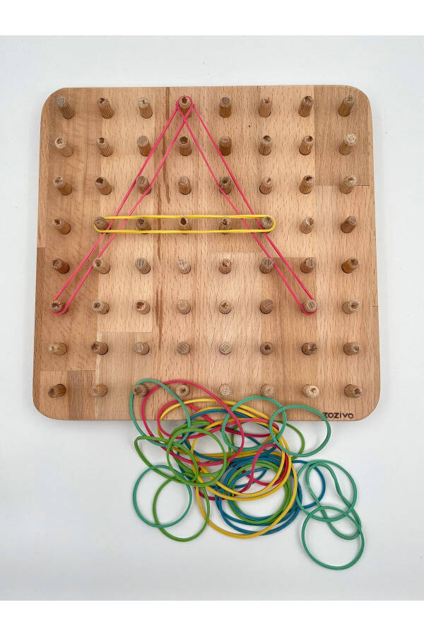 Montessori Eğitici Ahşap Oyuncak – Geoboard / Lastik Geçirme Çocuk Oyuncağı - 7