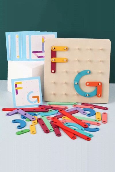 Montessori Geometri Tahtası Ahşap Eğitici Oyuncak - 3d Zeka Geliştirici Renkli Ahşap Puzzle Bloklar - 1