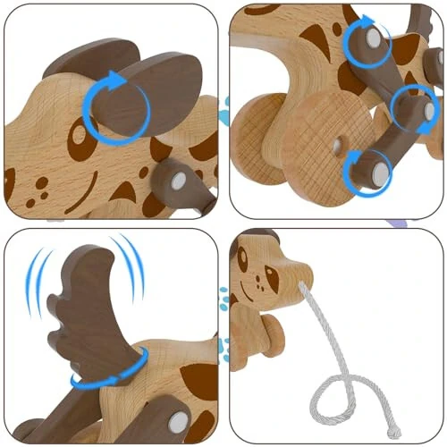 Montessori O'yinchoqlari 1 2 3 4 Yoshli O'g'il Qizlar Yog'och Yurish Tortish It O'yinchoq Chaqaloq Bolasi Uchun, Tortib Yurish O'yinchoqlari, Yurish Kuchuk Tortish, Yog'och Tortish va Itarish O'yinchoq - 4