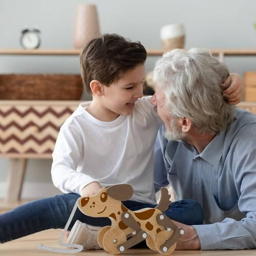 Montessori Toys 1 2 3 4 Years Old Boys Girls Wooden Walking Pull Dog Toy for Baby Toddler, Pull Along Walking Toys, Walk Along Puppy Pull, Wooden Pull & Push Toy | Wooden Pull Toy for Toddlers 1-3, Exquisite Look, Strong and Durable - 5