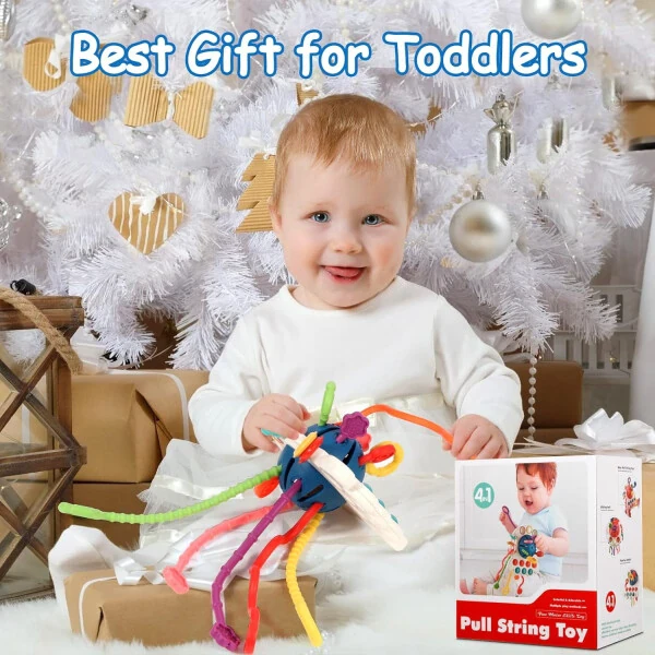 Montessori Sensory Toys for 1 Year Old, Pull String Teething Toys for Baby 6-12 Months - 7