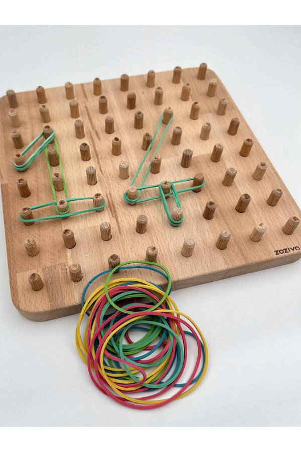 Montessori Ta'lim Beraketli Yog'och O'yinchoq – Geoboard / Rezina Tasma Bolalar O'yinchoqi - 4