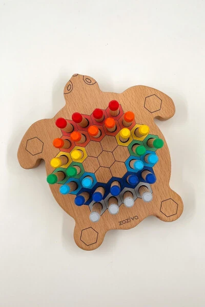 Montessori ta'limiy yog'och o'yinchoq - Ajratiladigan rangli yog'och toshbaqa o'yinchoq - 22