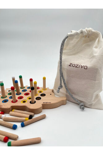 Montessori ta'limot beruvchi yog'och o'yinchoq - Rangli yog'och kirpi o'yinchoqni yig'ish - 4