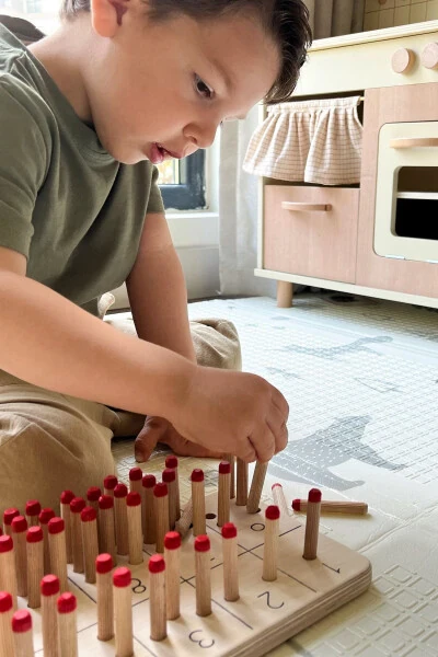 Montessori tayoqchalari bilan sonlarni o'rganish o'yinchoq, sanash ko'nikmalarini rivojlantirish uchun o'quv yog'och materiali - Modazone (1)