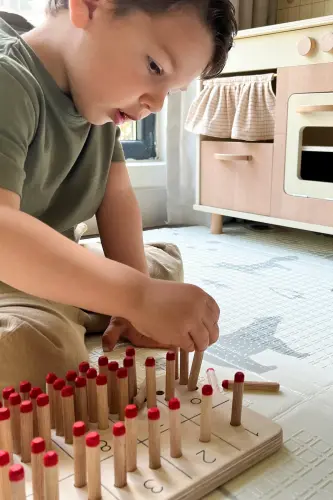 Montessori tayoqchalari bilan sonlarni o'rganish o'yinchoq, sanash ko'nikmalarini rivojlantirish uchun o'quv yog'och materiali - ZOZIVA (1)