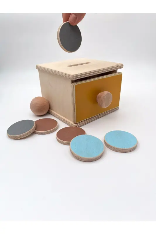 Montessori To'p va Tangalar Qutisi (2 ta 1 da), 1 Yilga Bolajonlar Uchun Yog'och O'yinchoqlar, Birinchi O'rganish O'yinchoqlar - 3