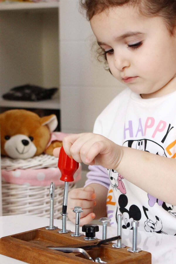 Montessori Tornavida Tahtası, Beceri Zeka ve Yürümeye Başlayan Çocuklar için Duyusal Öğrenme Seti - 61