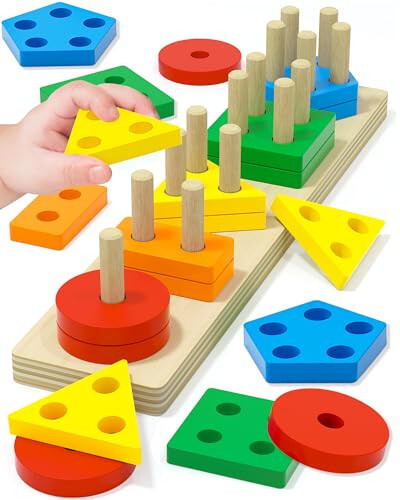 Montessori Toys for 1 2 3 Year Old Boy Girl, Toys for Ages 2-4 0-2 Toddlers Kids Baby, 1 2 Year Old Boy Girl Birthday Gifts, Wooden Learning Puzzles Shape Sorter Toys for Toddlers 1-3 - 31