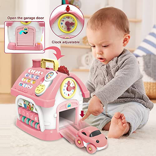 Montessori Toys for 1+ Year Old Girl - Toddler toys age 1-2, 8-in-1 Toys with Sound/Lights/Music/Clock/Telephone/Car,Smart Learning Home - 2