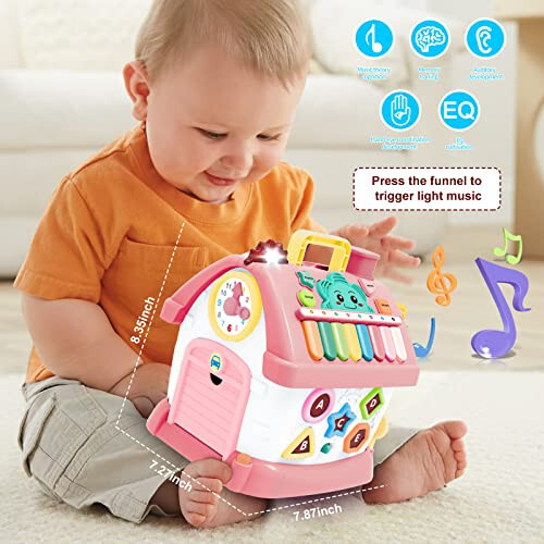 Montessori Toys for 1+ Year Old Girl - Toddler toys age 1-2, 8-in-1 Toys with Sound/Lights/Music/Clock/Telephone/Car,Smart Learning Home - 3