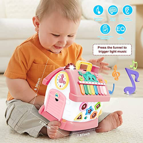 Montessori Toys for 1+ Year Old Girl - Toddler toys age 1-2, 8-in-1 Toys with Sound/Lights/Music/Clock/Telephone/Car,Smart Learning Home - 3