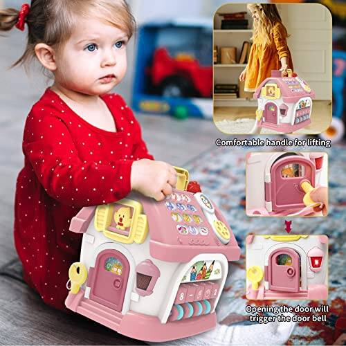 Montessori Toys for 1+ Year Old Girl - Toddler toys age 1-2, 8-in-1 Toys with Sound/Lights/Music/Clock/Telephone/Car,Smart Learning Home - 5