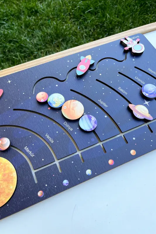 Montessori yog'och quyosh tizimi harakatlanuvchi sayyoralar o'yinchoqi, ta'limiy o'yinchoq - 5