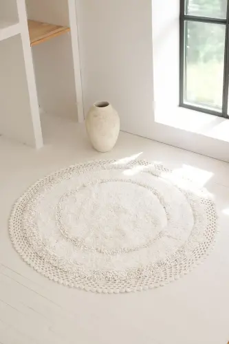 Moon 100% Cotton Bath Mat Ecru 120x120 - 1