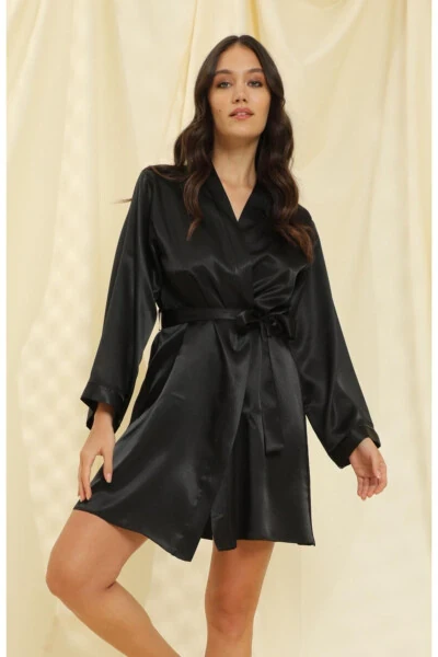 Moon Girly 1153 Stone Embellished Satin Robe Bride / Bride - Modazone