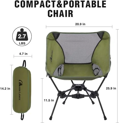 MOON LENCE Portable Camping Chair Backpacking Chair - The 4th Generation Ultralight Folding Chair - Compact, Lightweight Foldable Chairs for Hiking Mountaineering, Beach, 2 Pack - 8