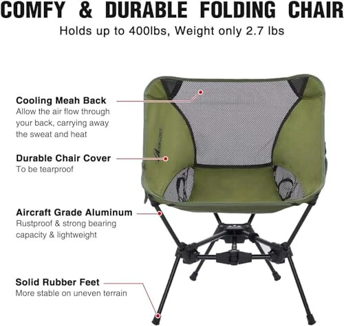 MOON LENCE Portable Camping Chair Backpacking Chair - The 4th Generation Ultralight Folding Chair - Compact, Lightweight Foldable Chairs for Hiking Mountaineering, Beach, 2 Pack - 11