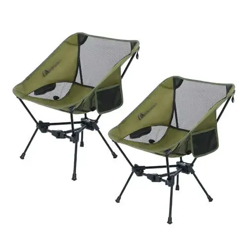 MOON LENCE Portable Camping Chair Backpacking Chair - The 4th Generation Ultralight Folding Chair - Compact, Lightweight Foldable Chairs for Hiking Mountaineering, Beach, 2 Pack - 5
