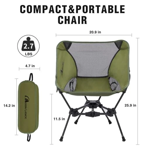 MOON LENCE Portable Camping Chair Backpacking Chair - The 4th Generation Ultralight Folding Chair - Compact, Lightweight Foldable Chairs for Hiking Mountaineering, Beach, 2 Pack - 6