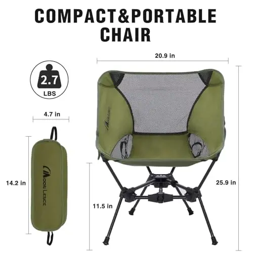 MOON LENCE Portable Camping Chair Backpacking Chair - The 4th Generation Ultralight Folding Chair - Compact, Lightweight Foldable Chairs for Hiking Mountaineering, Beach, 2 Pack - 5