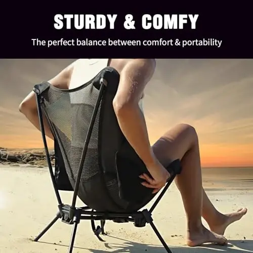 MOON LENCE Portable Camping Chair Backpacking Chair - The 4th Generation Ultralight Folding Chair - Compact, Lightweight Foldable Chairs for Hiking Mountaineering, Beach - 5