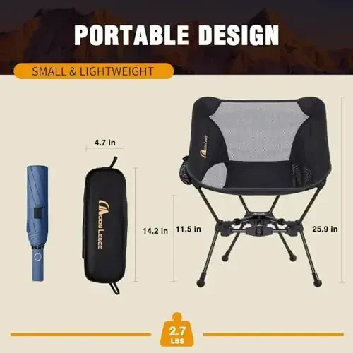 MOON LENCE Portable Camping Chair Backpacking Chair - The 4th Generation Ultralight Folding Chair - Compact, Lightweight Foldable Chairs for Hiking Mountaineering, Beach - MOON LENCE (1)