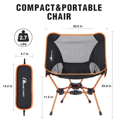 MOON LENCE Portable Camping Chair Backpacking Chair - The 4th Generation Ultralight Folding Chair - Compact, Lightweight Foldable Chairs for Hiking Mountaineering, Beach - 3