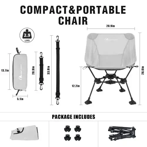 MOON LENCE Portable Camping Chair Backpacking Chair - The 4th Generation Ultralight Folding Chair - Compact, Lightweight Foldable Chairs for Hiking Mountaineering, Beach - 2