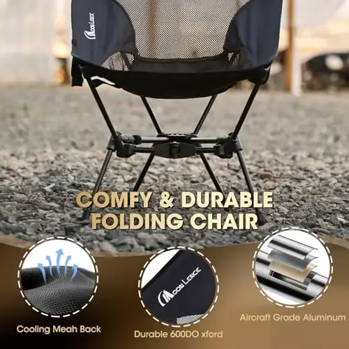 MOON LENCE Portable Camping Chair Backpacking Chair - The 4th Generation Ultralight Folding Chair - Compact, Lightweight Foldable Chairs for Hiking Mountaineering, Beach - 3