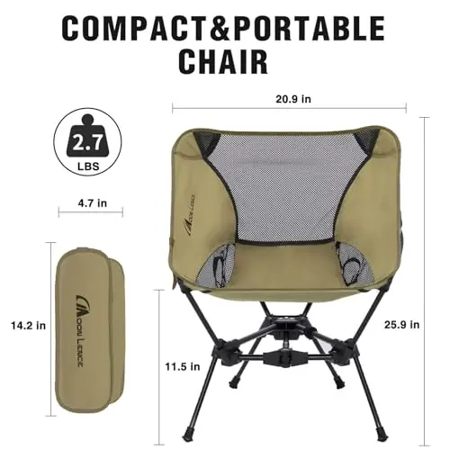 MOON LENCE Portable Camping Chair Backpacking Chair - The 4th Generation Ultralight Folding Chair - Compact, Lightweight Foldable Chairs for Hiking Mountaineering, Beach - 4