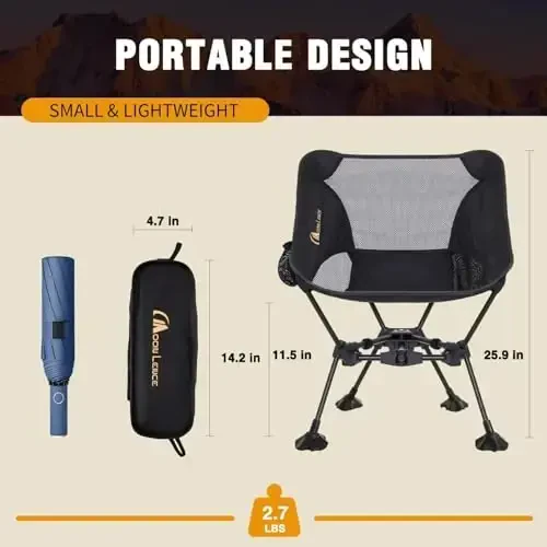 MOON LENCE Portable Camping Chair Backpacking Chair - The 4th Generation Ultralight Folding Chair - Compact, Lightweight Foldable Chairs for Hiking Mountaineering, Beach - MOON LENCE (1)