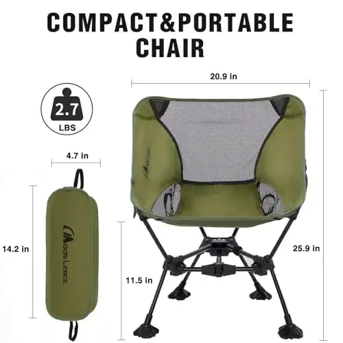 MOON LENCE Portable Camping Chair Backpacking Chair - The 4th Generation Ultralight Folding Chair - Compact, Lightweight Foldable Chairs for Hiking Mountaineering, Beach - 3