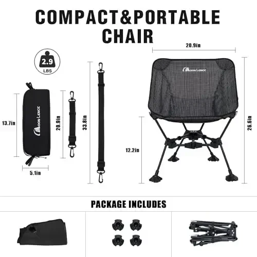 MOON LENCE Portable Camping Chair Backpacking Chair - The 4th Generation Ultralight Folding Chair - Compact, Lightweight Foldable Chairs for Hiking Mountaineering, Beach - 2