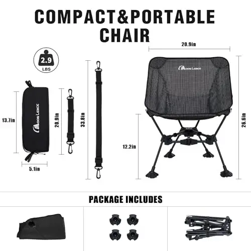 MOON LENCE Portable Camping Chair Backpacking Chair - The 4th Generation Ultralight Folding Chair - Compact, Lightweight Foldable Chairs for Hiking Mountaineering, Beach - MOON LENCE (1)