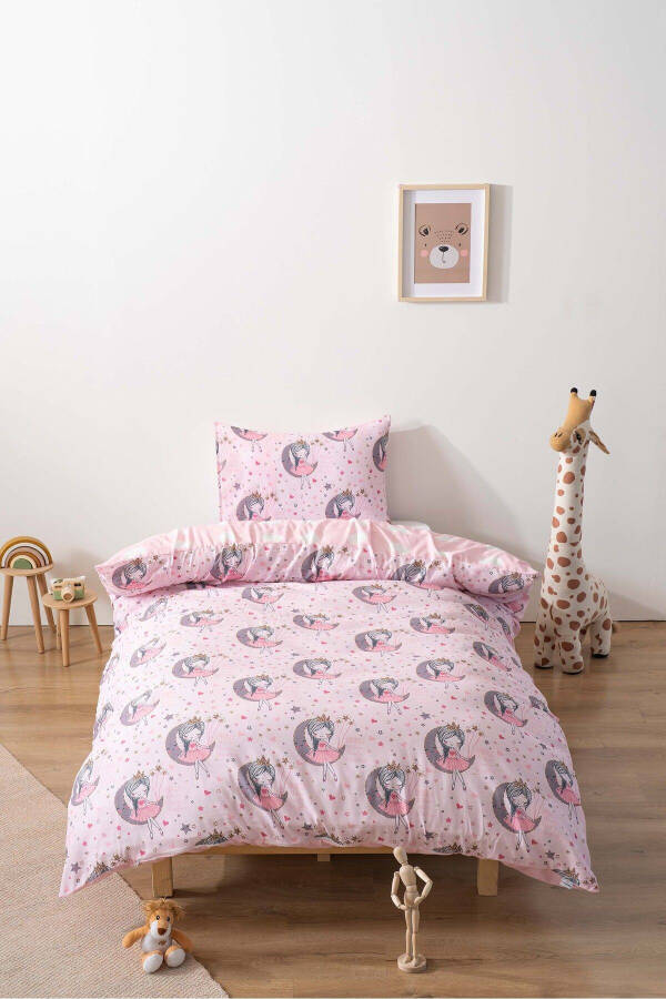 Moon Maiden Powder Double-Sided Children's Duvet Cover Set Cotton - 1