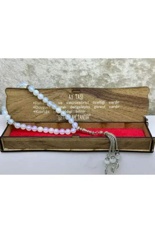 Moon Stone 33 Beads Boxed Natural Stone Rosary-white20 - 1